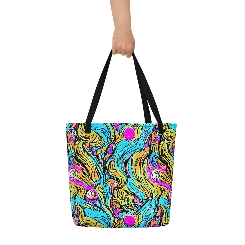 Liquid Neon on Large Tote Bag W/ Pocket — Front
