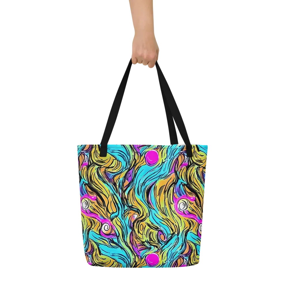 Liquid Neon on Large Tote Bag W/ Pocket — Front