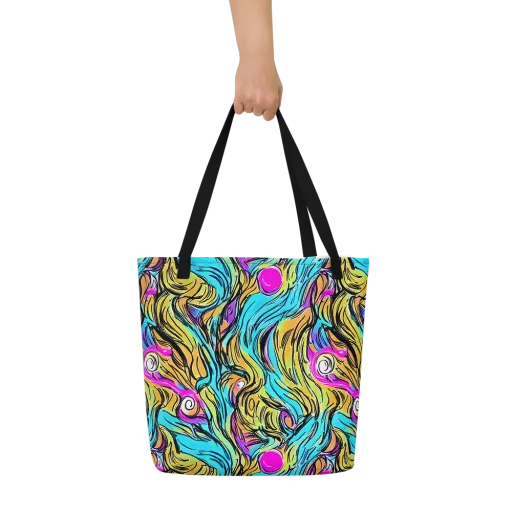 Liquid Neon on a Large Tote Bag W/ Pocket