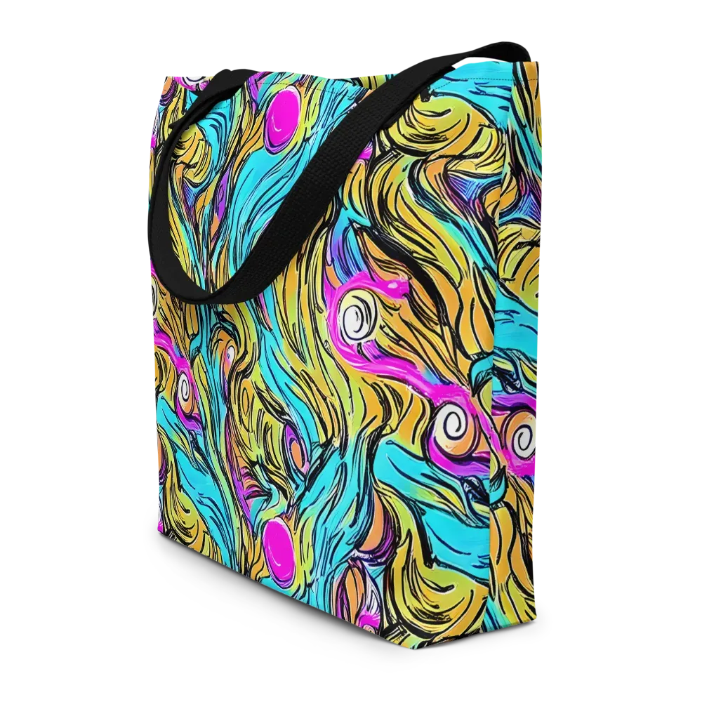 Liquid Neon on Large Tote Bag W/ Pocket — Front