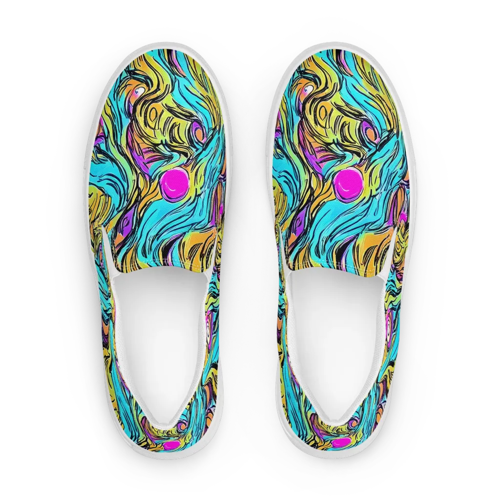 Liquid Neon on Women's Slip-On Canvas Shoes — Front