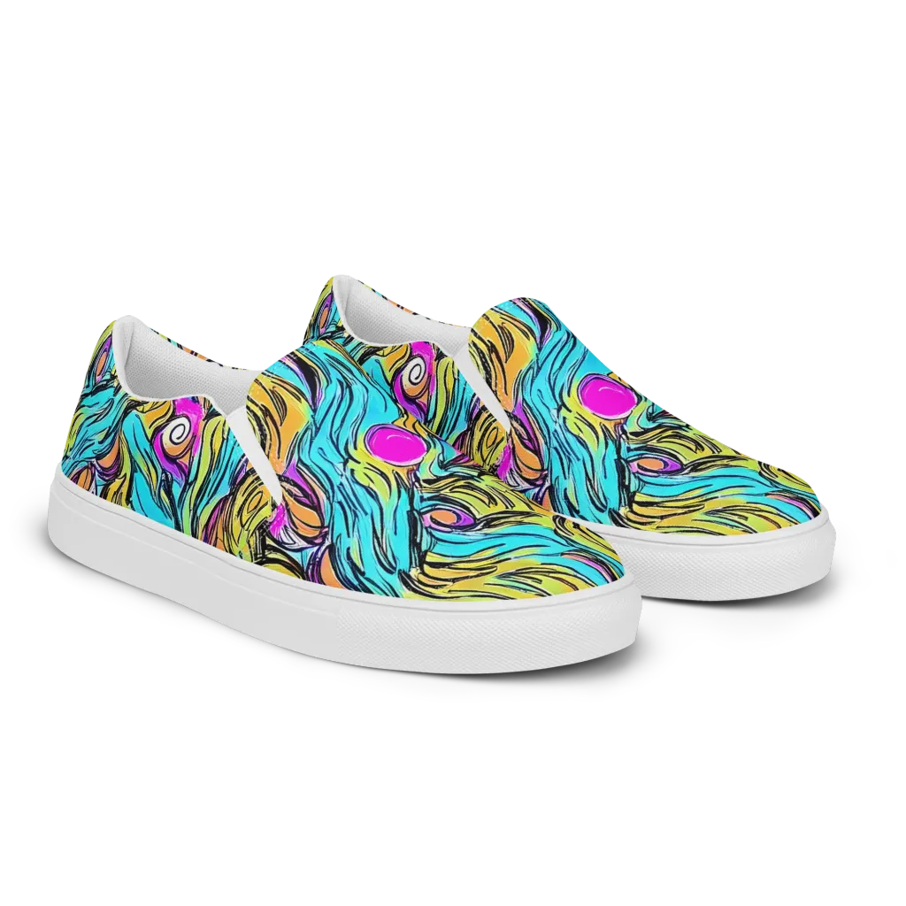 Liquid Neon on Women's Slip-On Canvas Shoes — Right Front