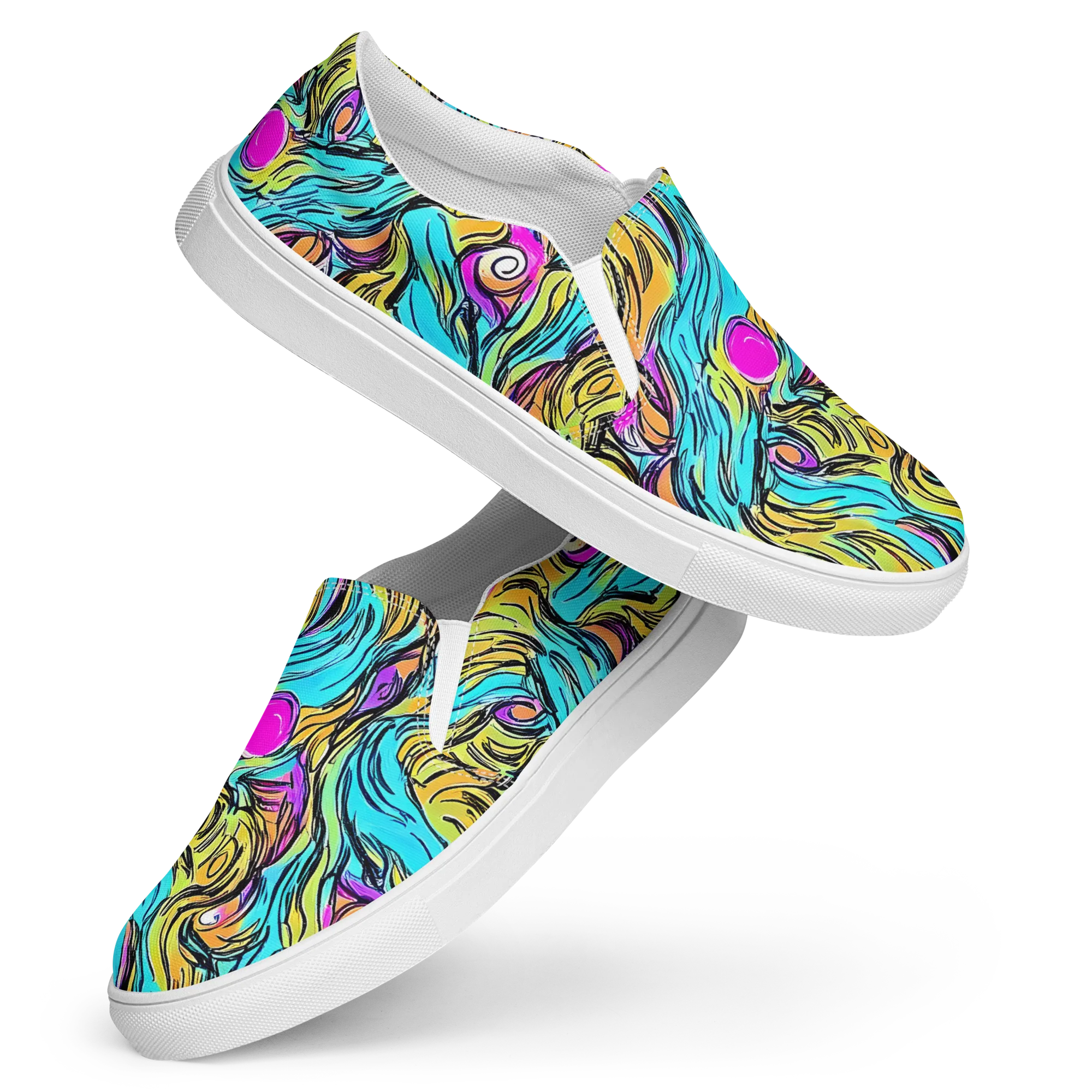 Liquid Neon on Women's Slip-On Canvas Shoes — Front