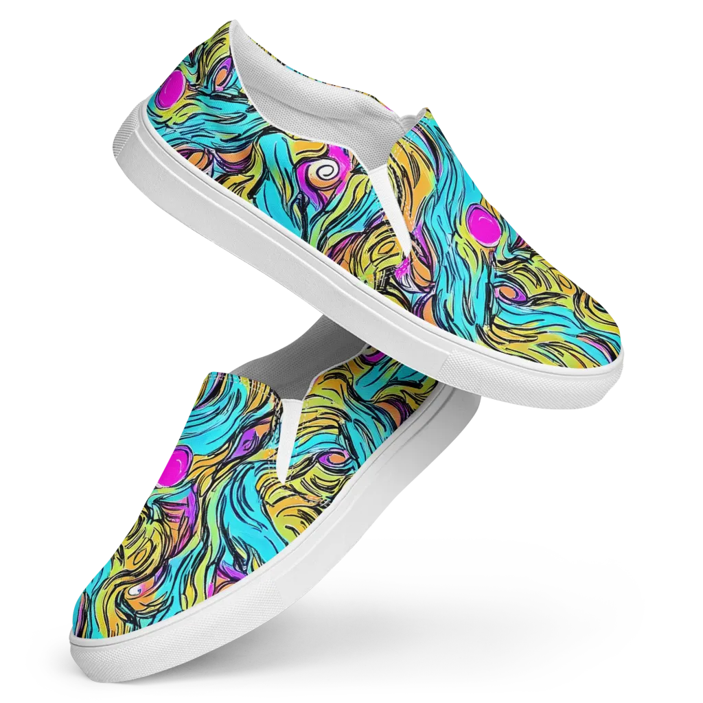 Liquid Neon on Women's Slip-On Canvas Shoes — Front