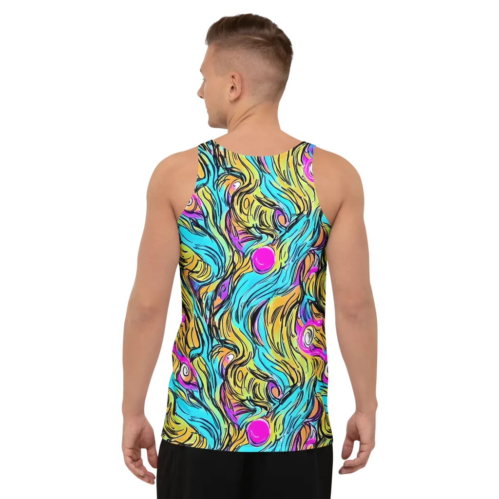 Liquid Neon on Men's Tank Top — Back