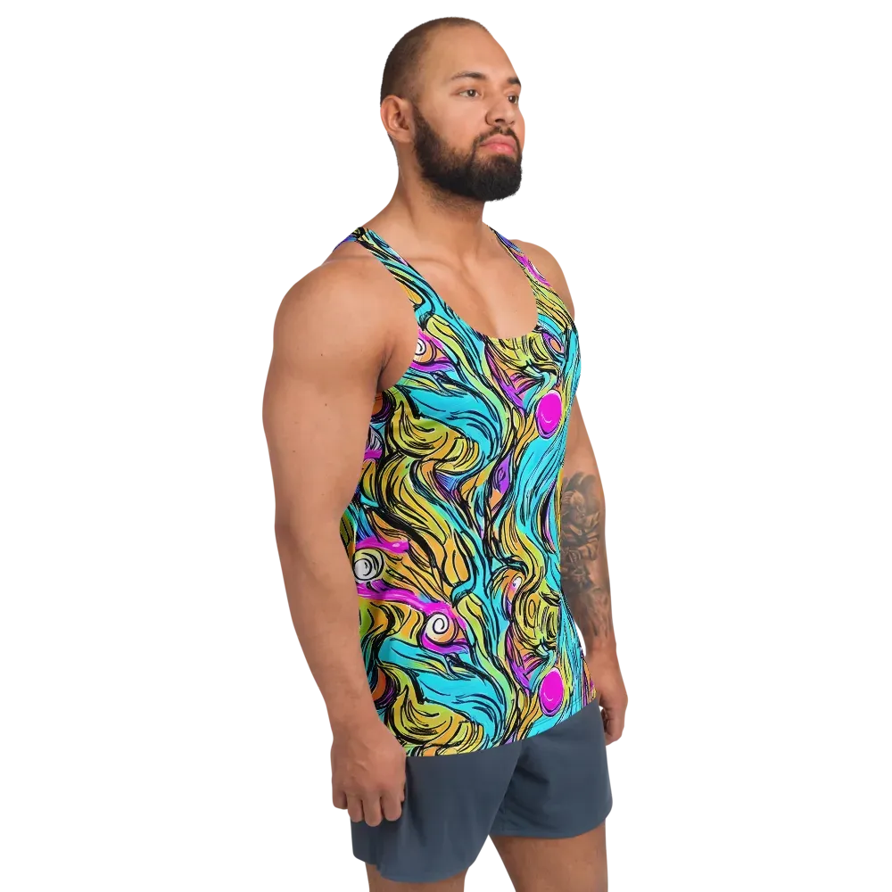 Liquid Neon on Men's Tank Top — Right Front