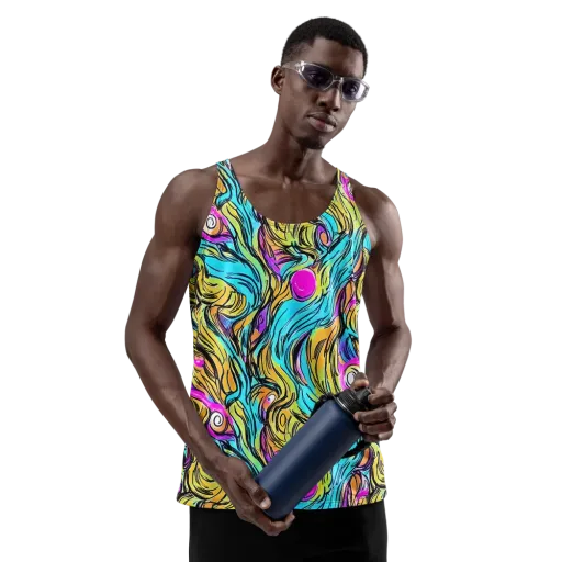 Liquid Neon on a Men's Tank Top