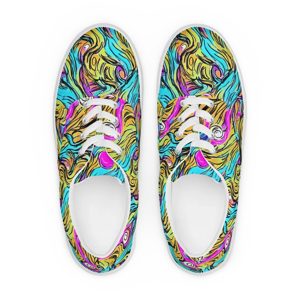Liquid Neon on Men's Lace-Up Canvas Shoes — Front