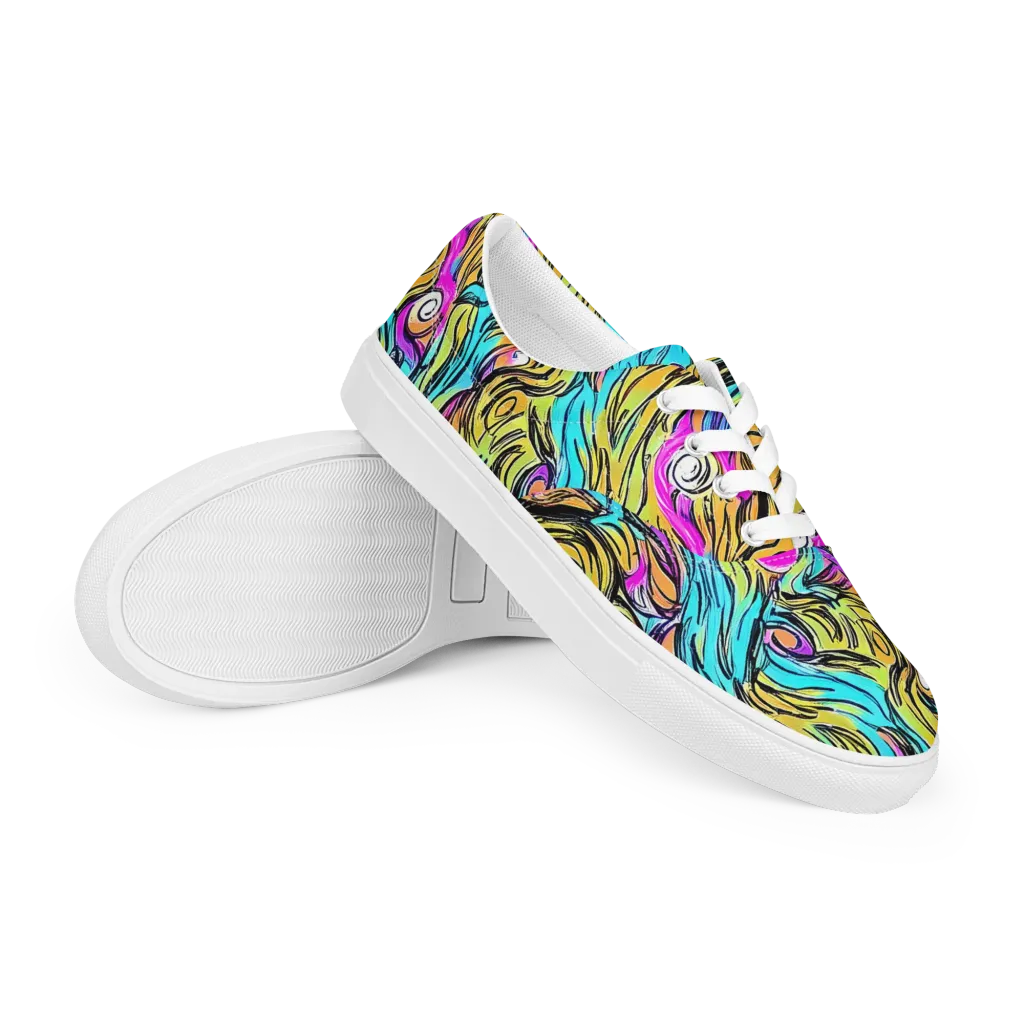 Liquid Neon on Men's Lace-Up Canvas Shoes — Right Front