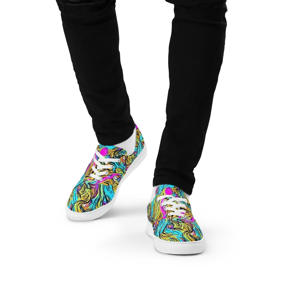 Liquid Neon on Men's Lace-Up Canvas Shoes — Front