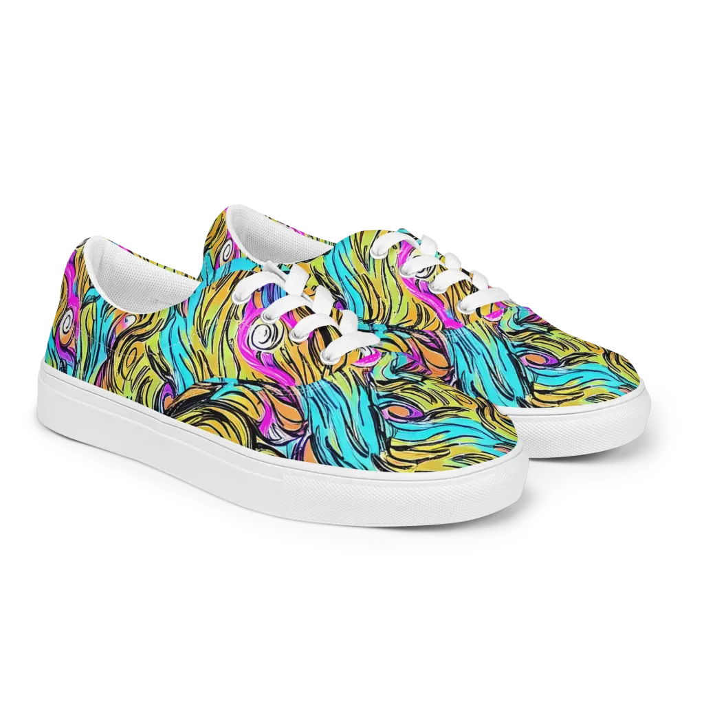 Liquid Neon on Men's Lace-Up Canvas Shoes — Right Front