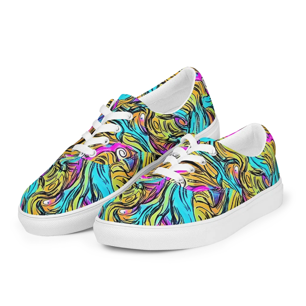 Liquid Neon on Men's Lace-Up Canvas Shoes — Left Front