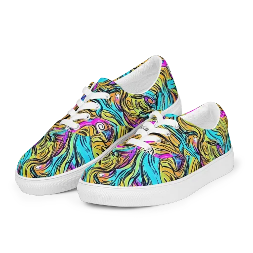 Liquid Neon on a Men's Lace-Up Canvas Shoes