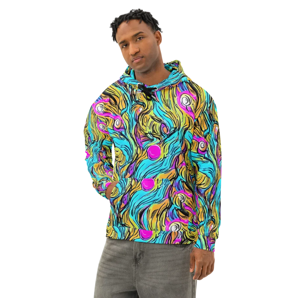 Liquid Neon on Cotton Hoodie — Left Front