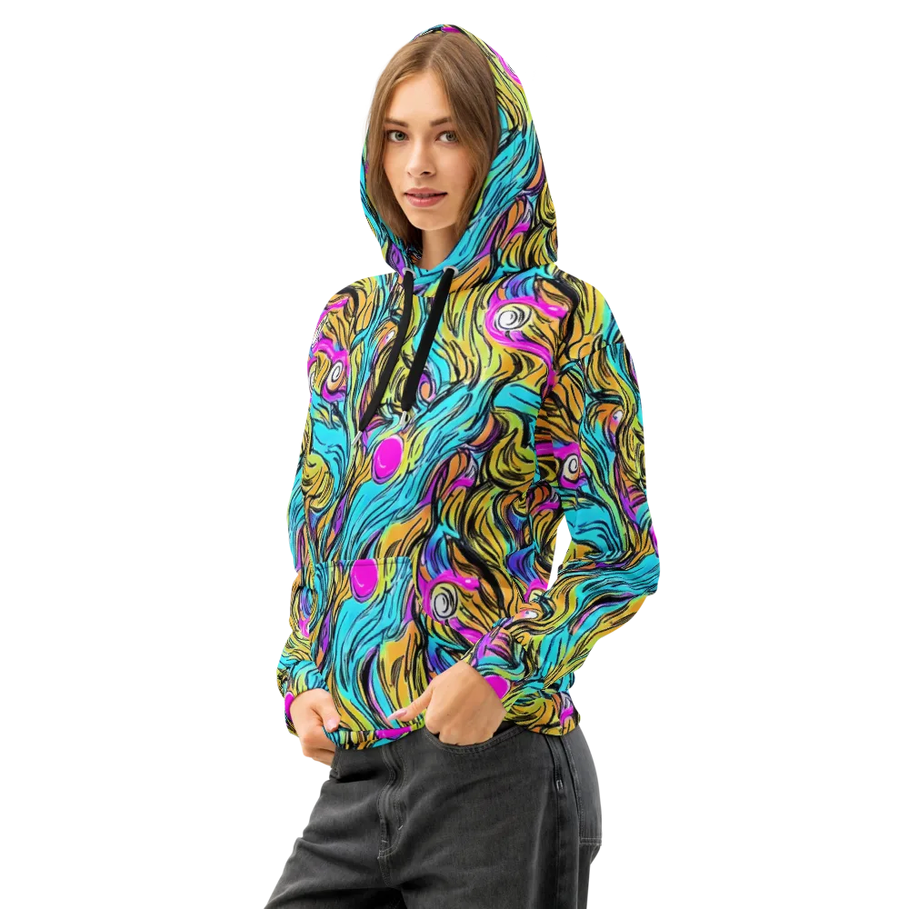 Liquid Neon on Cotton Hoodie — Left Front