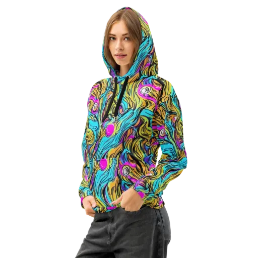 Liquid Neon on a Cotton Hoodie