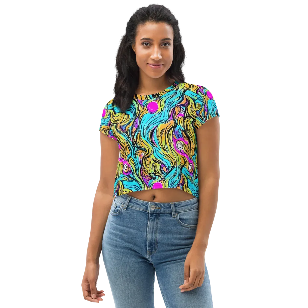 Liquid Neon on Crop Tee — Front