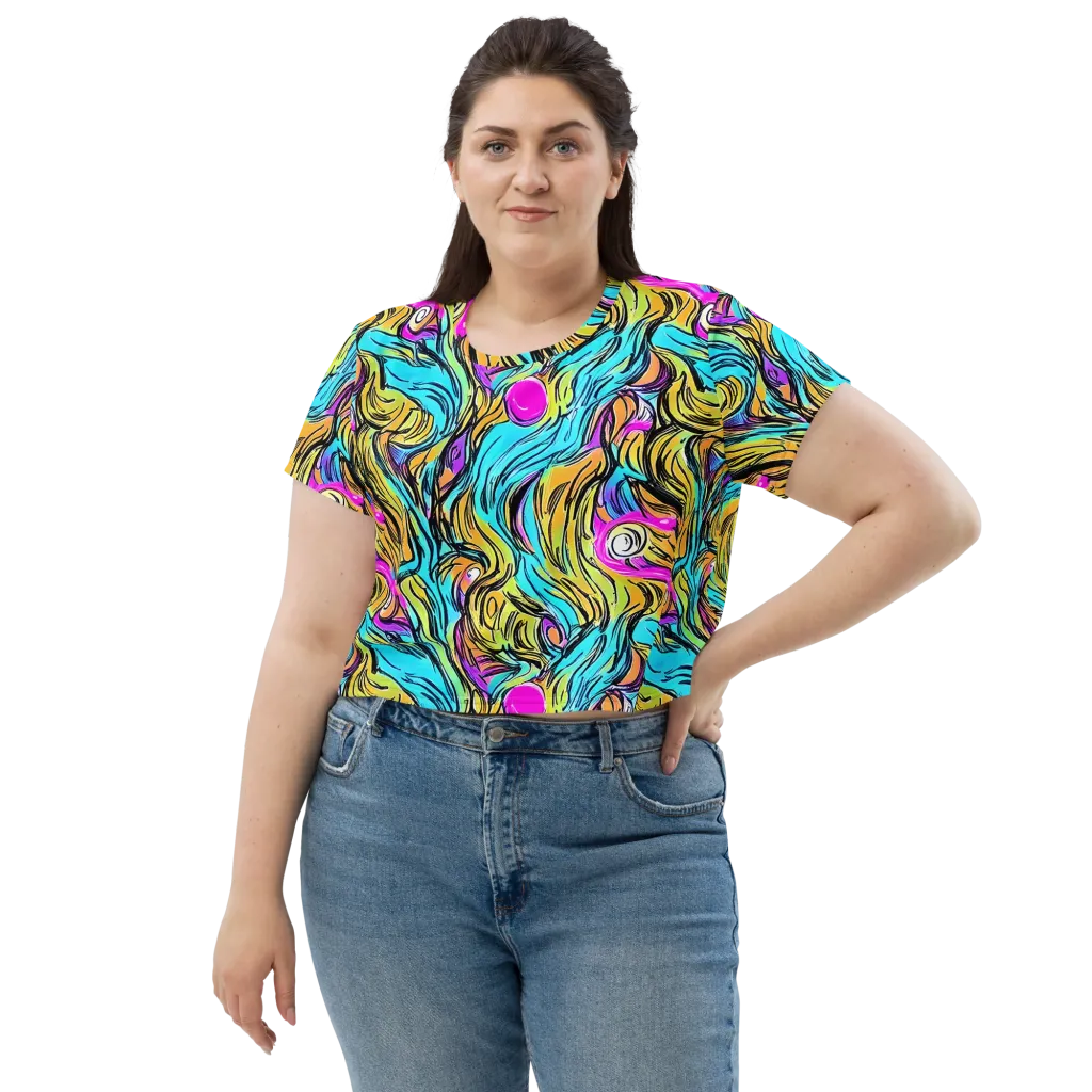 Liquid Neon on Crop Tee — Front