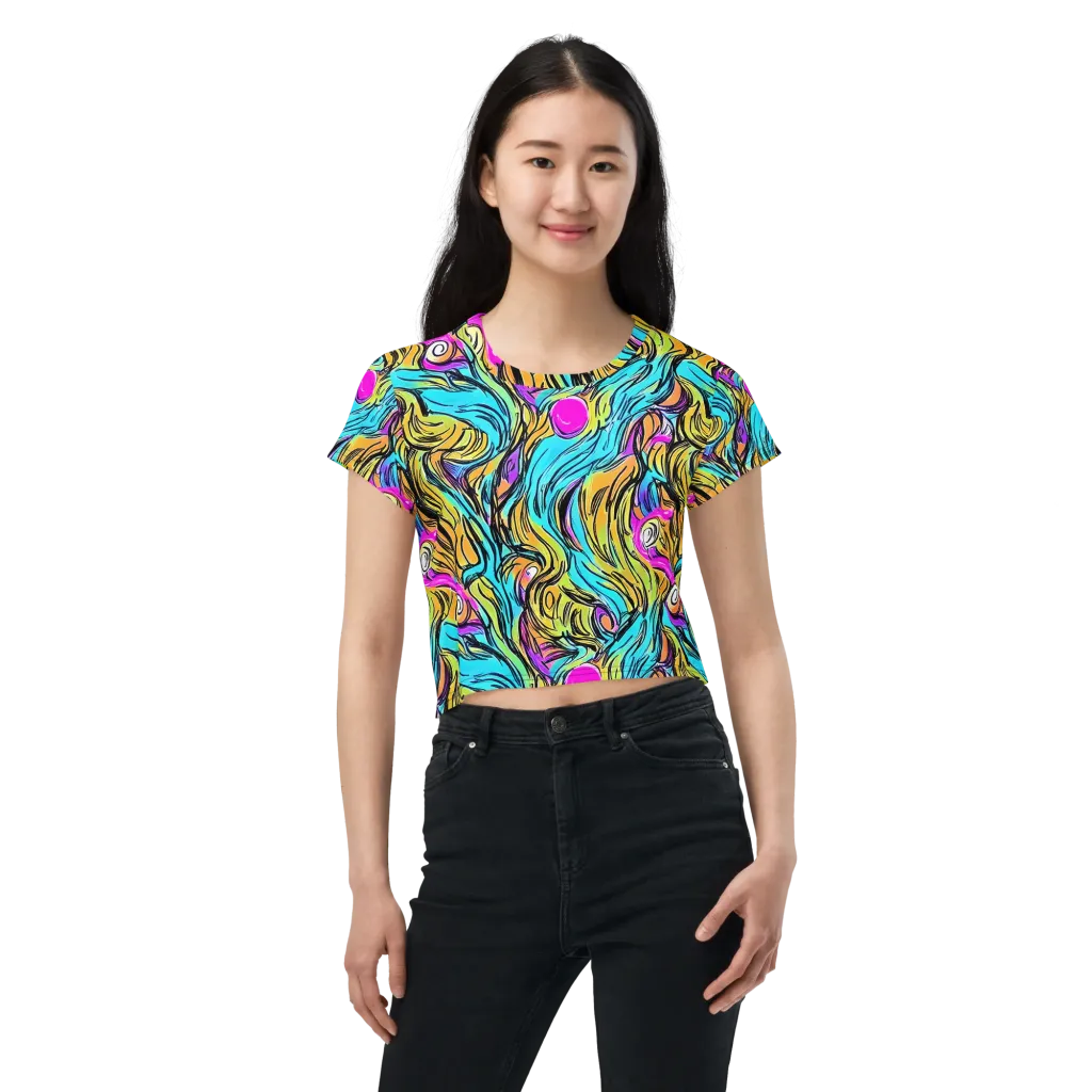 Liquid Neon on Crop Tee — Front