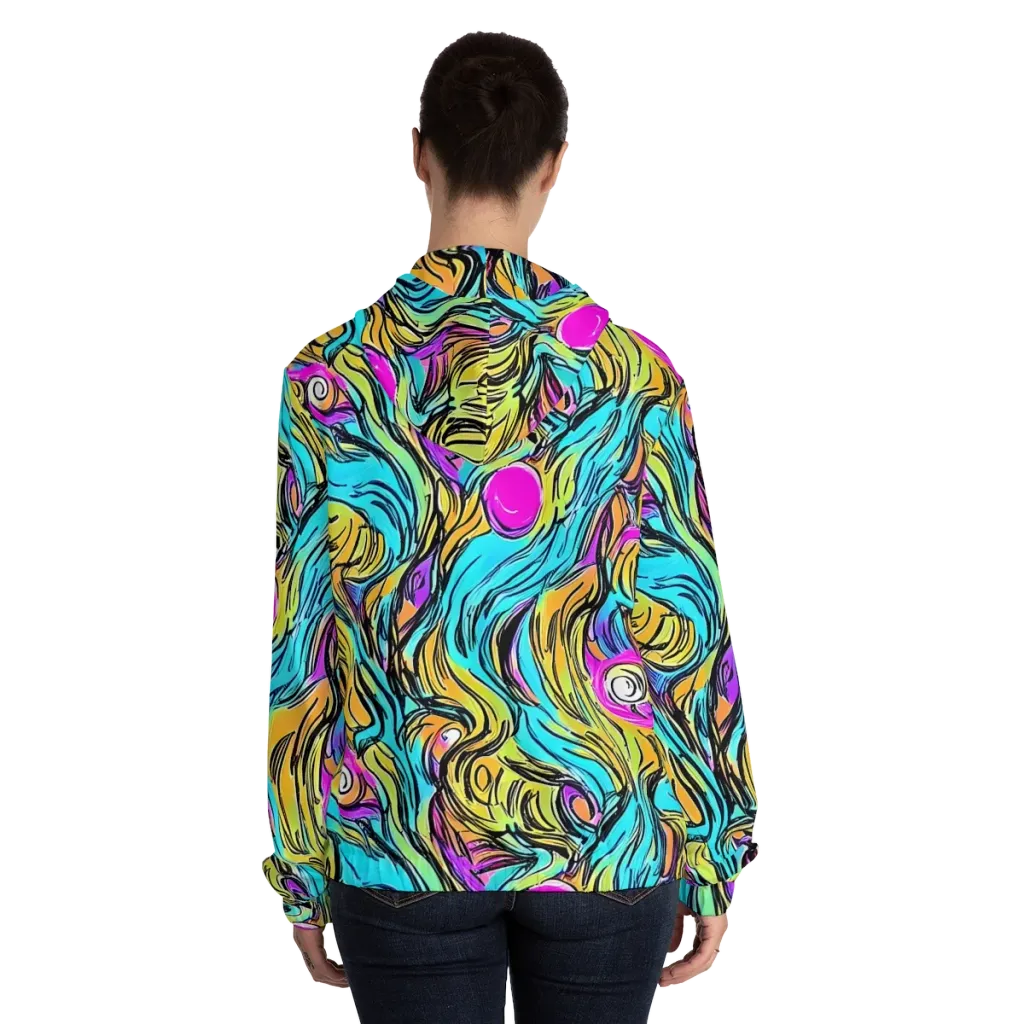 Liquid Neon on Women's Full-Zip Hoodie — Back On Person