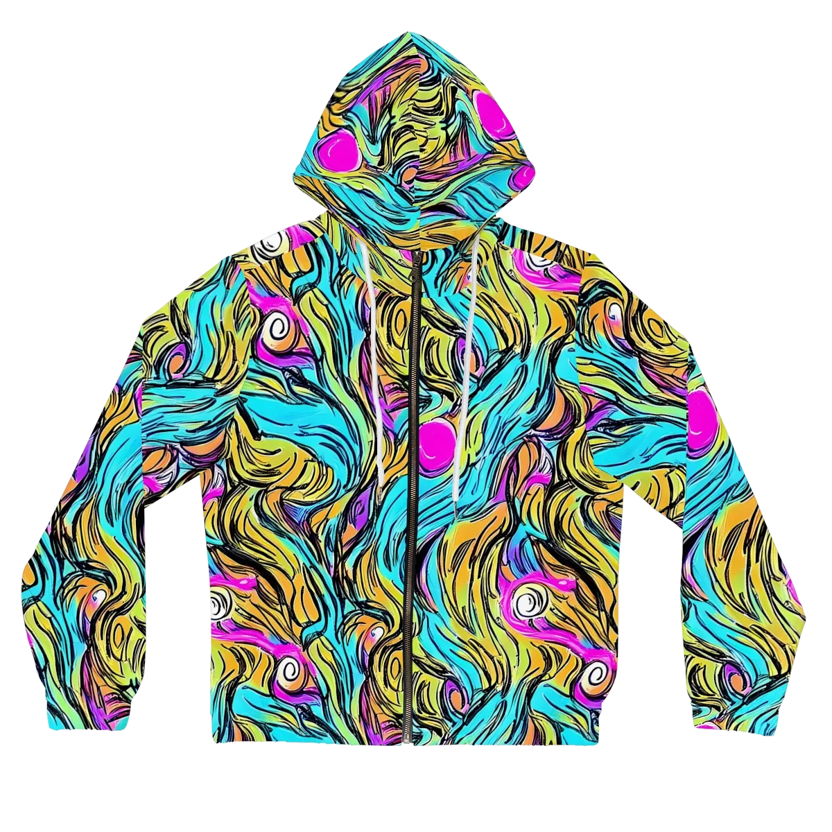 Liquid Neon on Women's Full-Zip Hoodie — Front