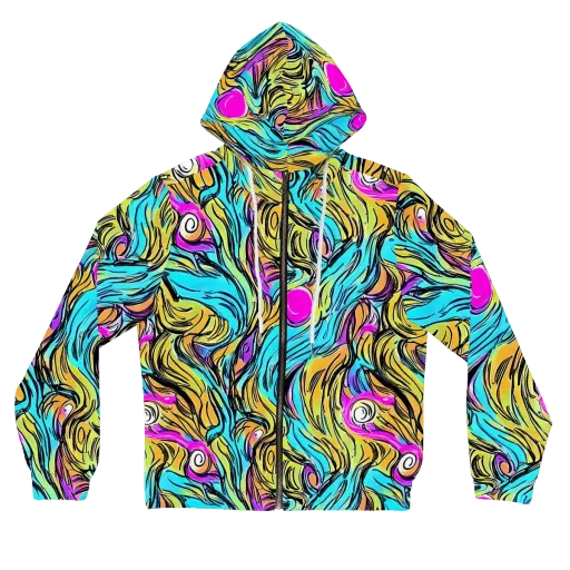 Liquid Neon on a Women's Full-Zip Hoodie