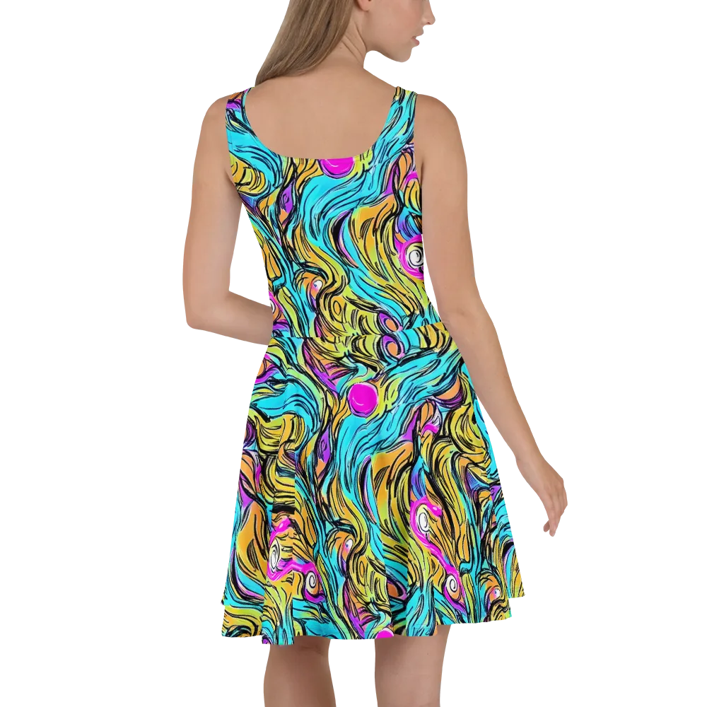 Liquid Neon on Skater Dress — Back