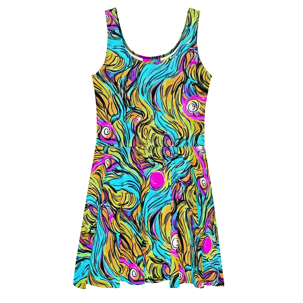 Liquid Neon on Skater Dress — Front