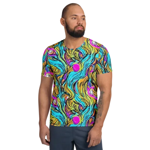 Liquid Neon on a Men's Athletic T-Shirt