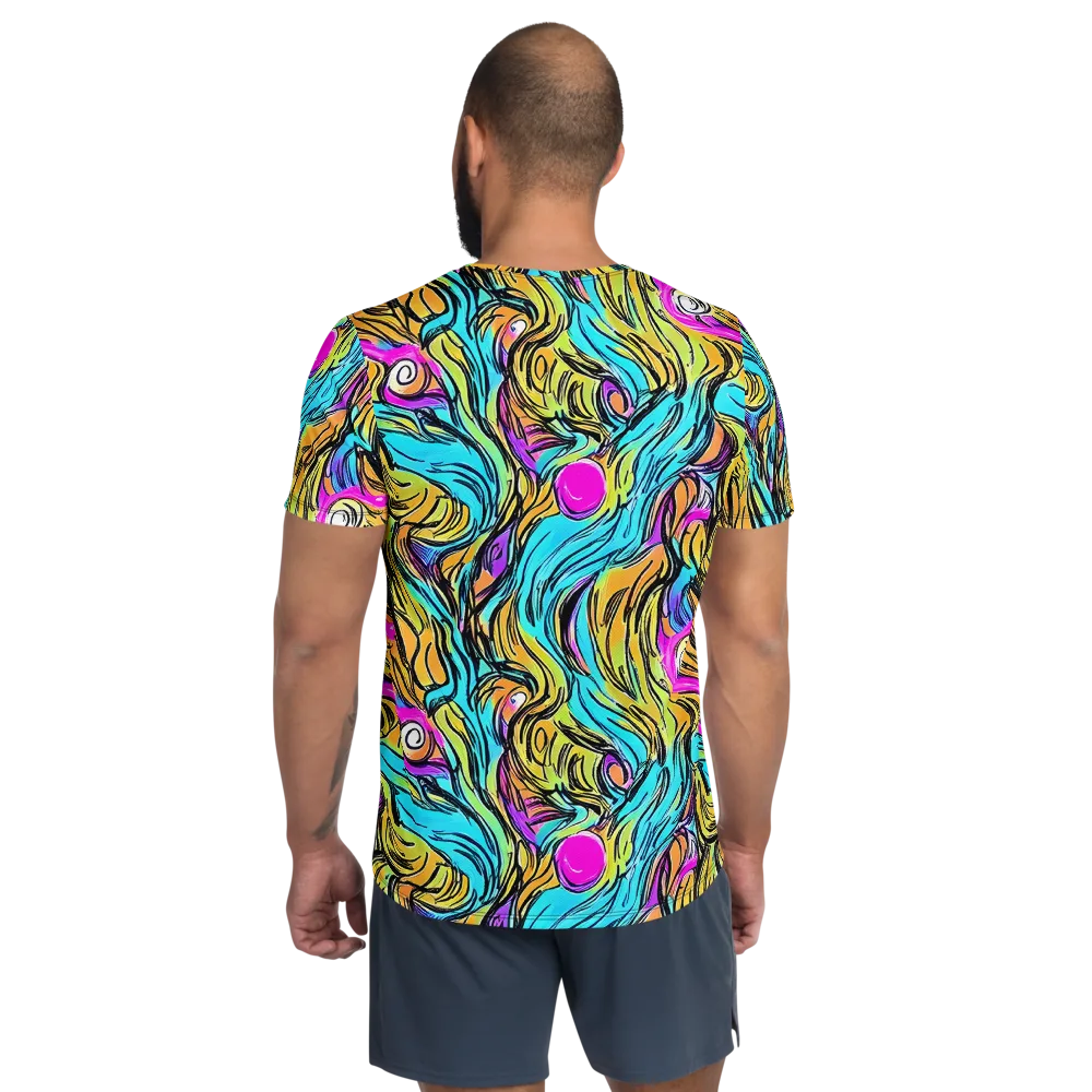 Liquid Neon on Men's Athletic T-Shirt — Back