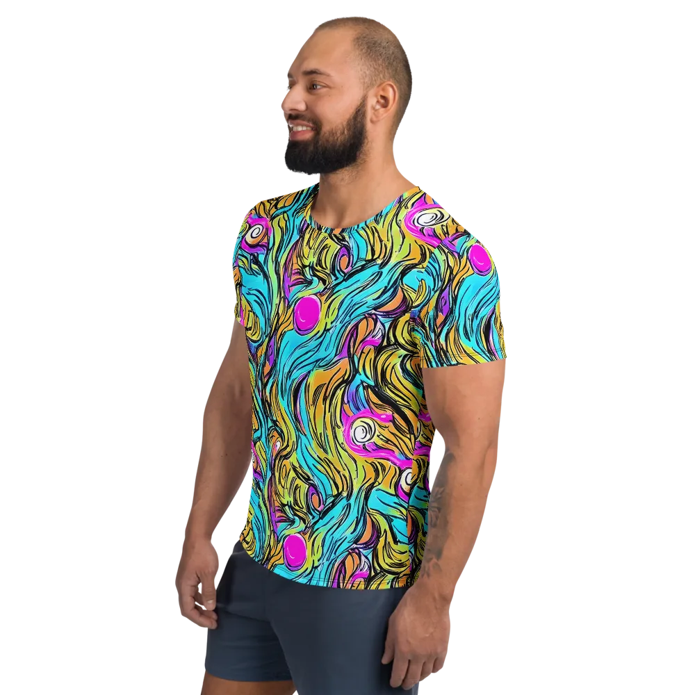 Liquid Neon on Men's Athletic T-Shirt — Left