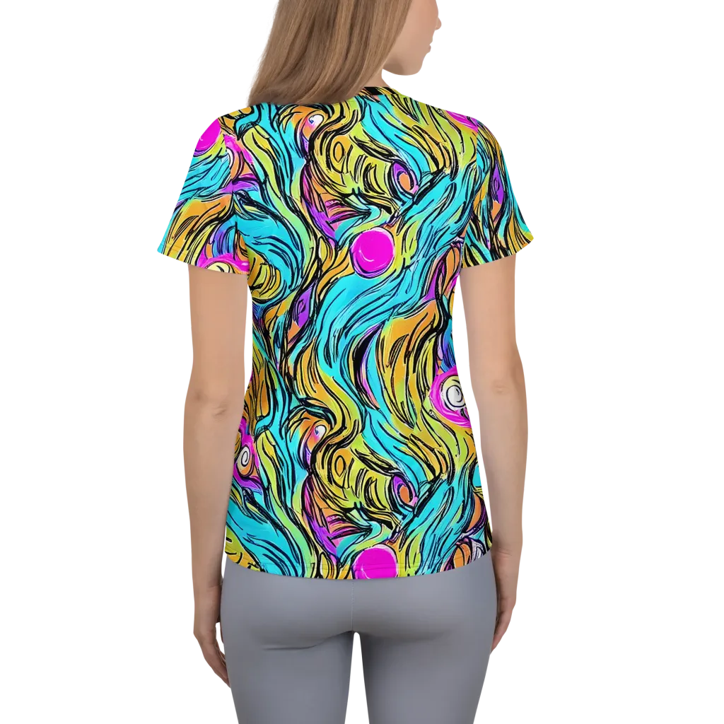 Liquid Neon on Women's Athletic T-Shirt — Back