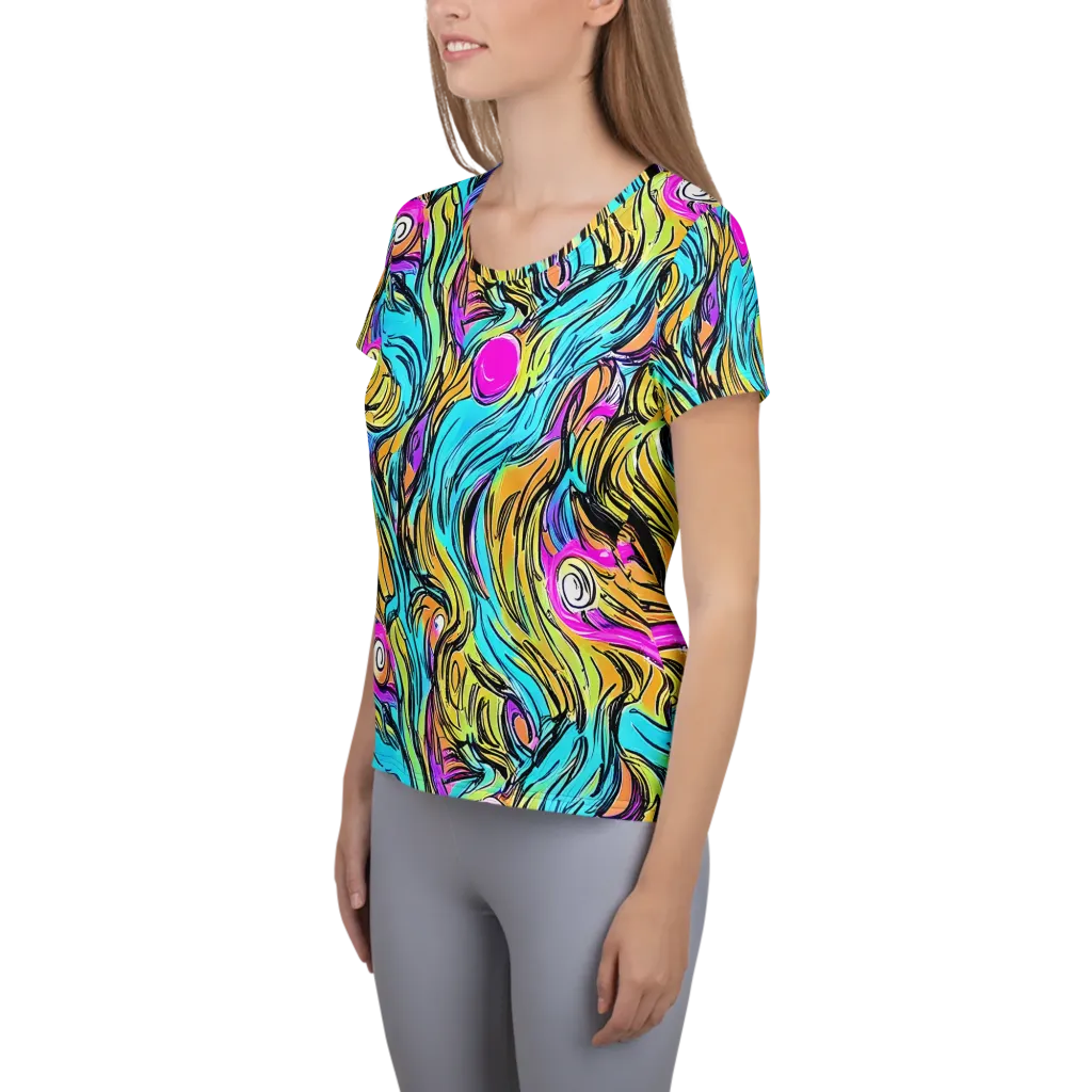 Liquid Neon on Women's Athletic T-Shirt — Left