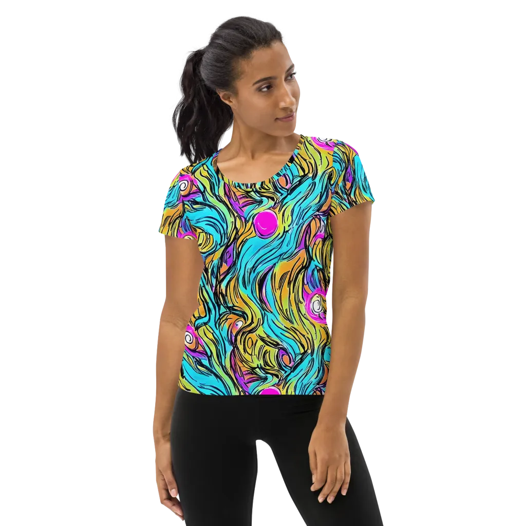 Liquid Neon on Women's Athletic T-Shirt — Front