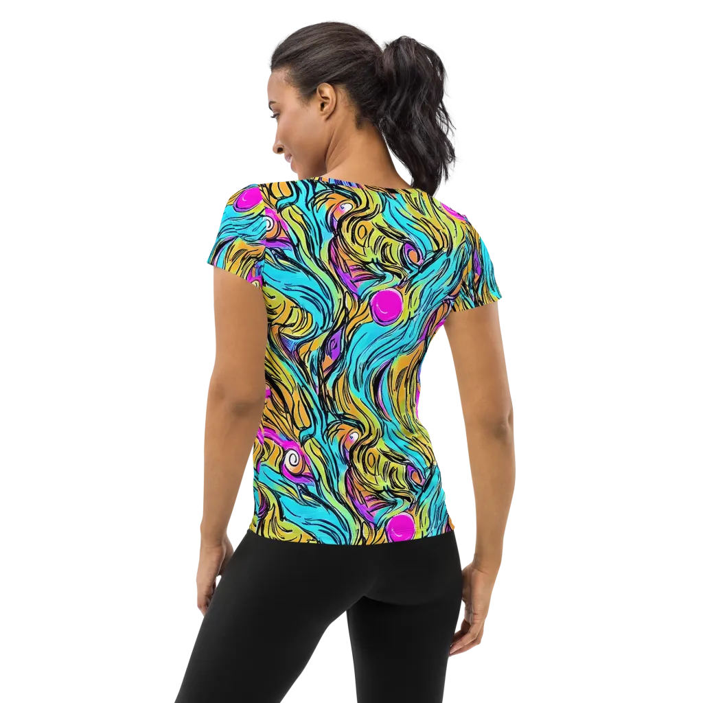 Liquid Neon on Women's Athletic T-Shirt — Back