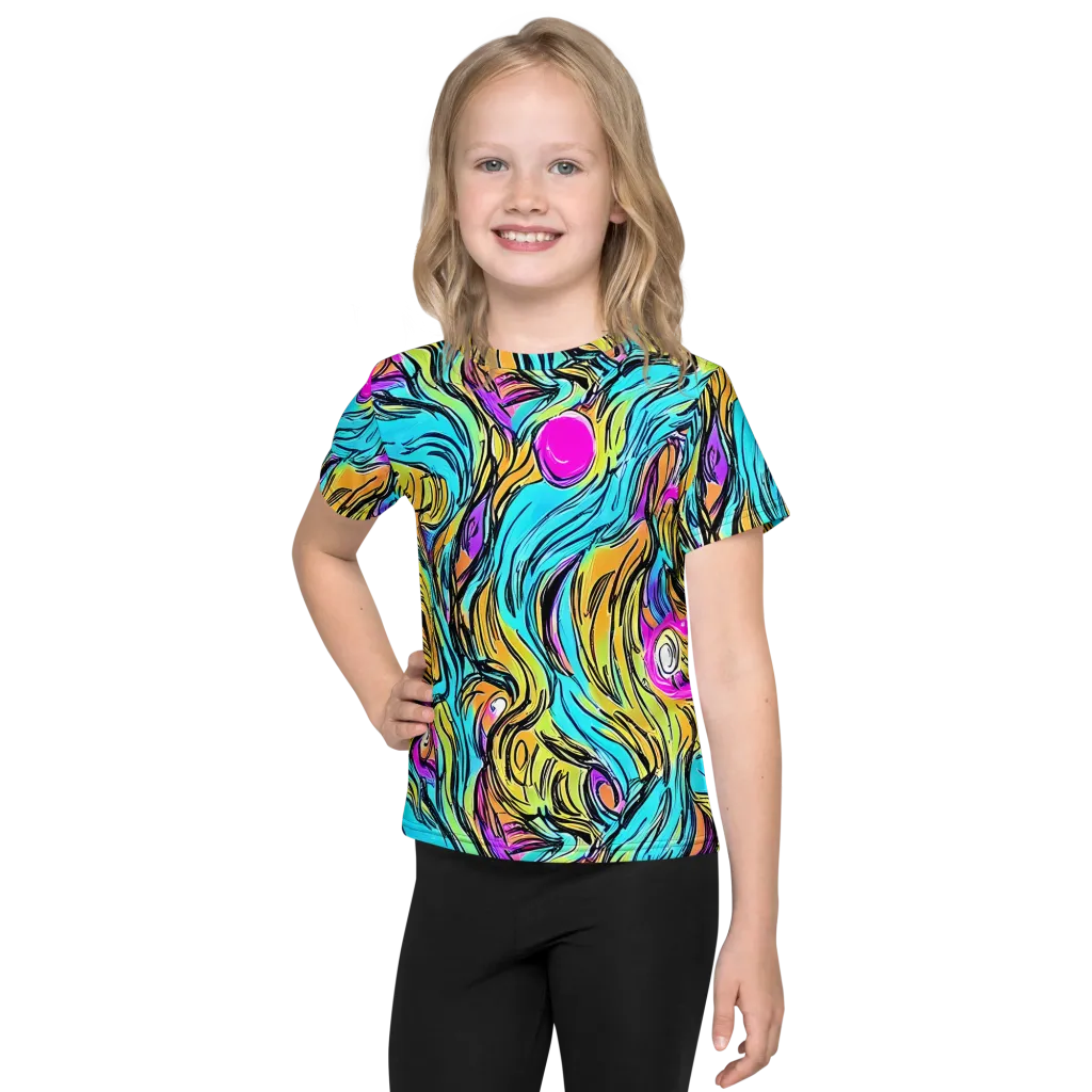 Liquid Neon on Kids Crew Neck T-Shirt — Front
