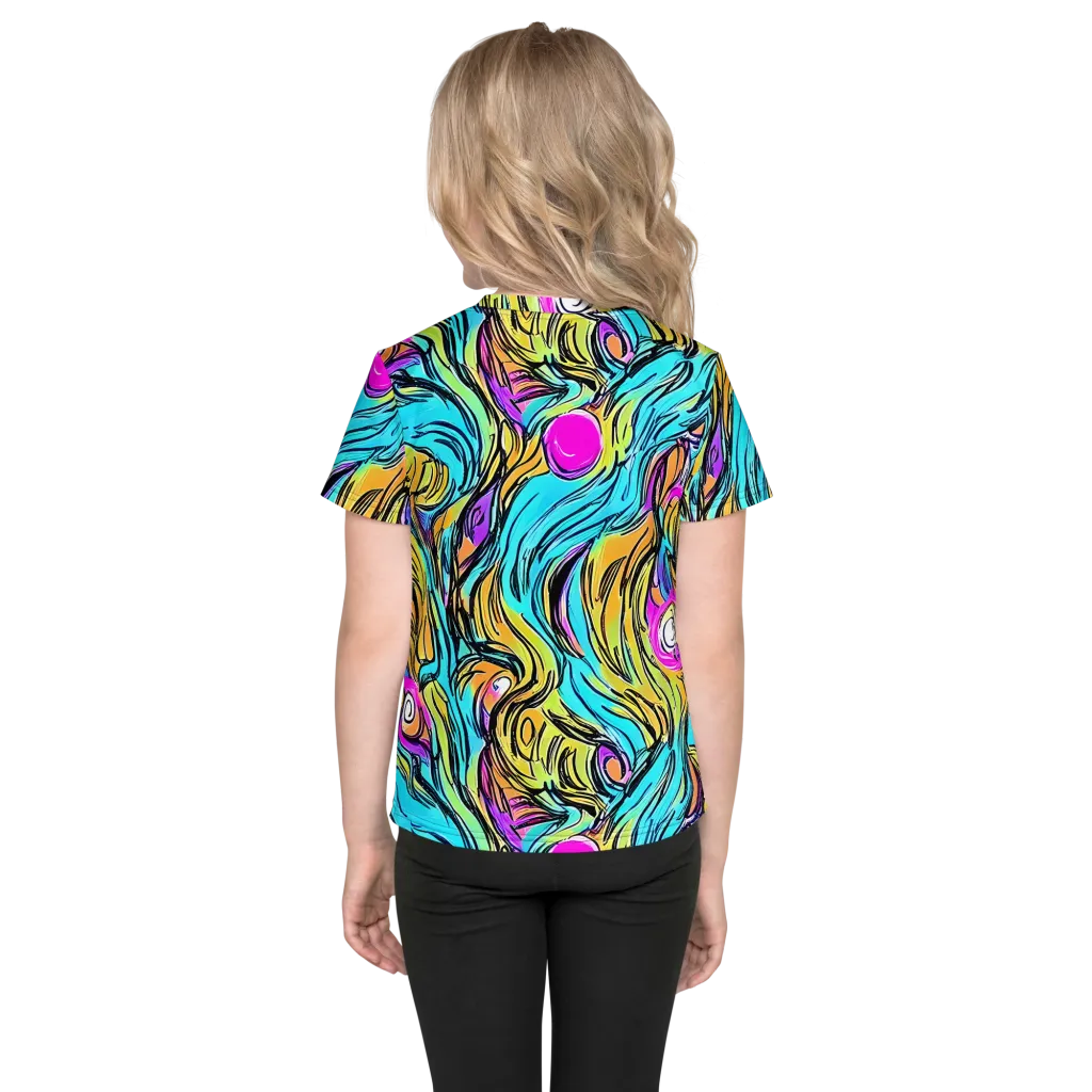 Liquid Neon on Kids Crew Neck T-Shirt — Back