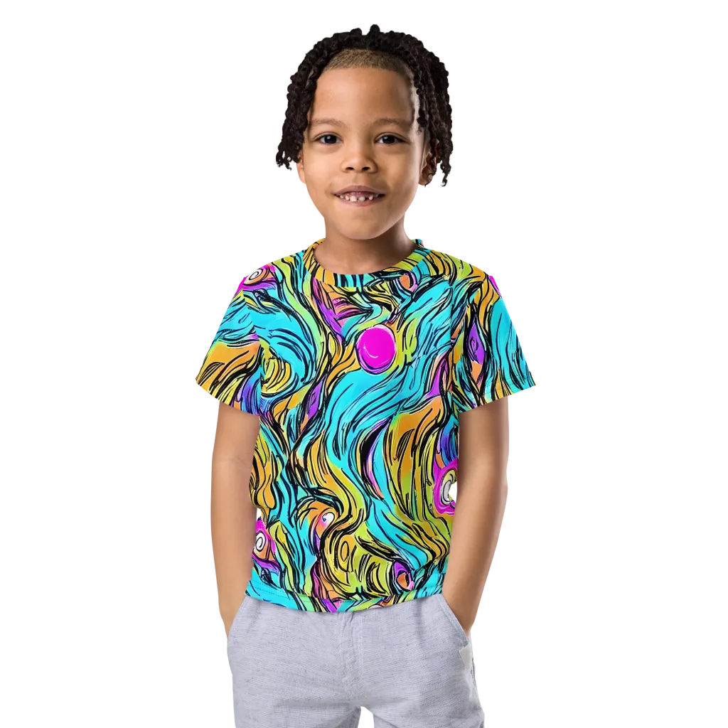 Liquid Neon on Kids Crew Neck T-Shirt — Front