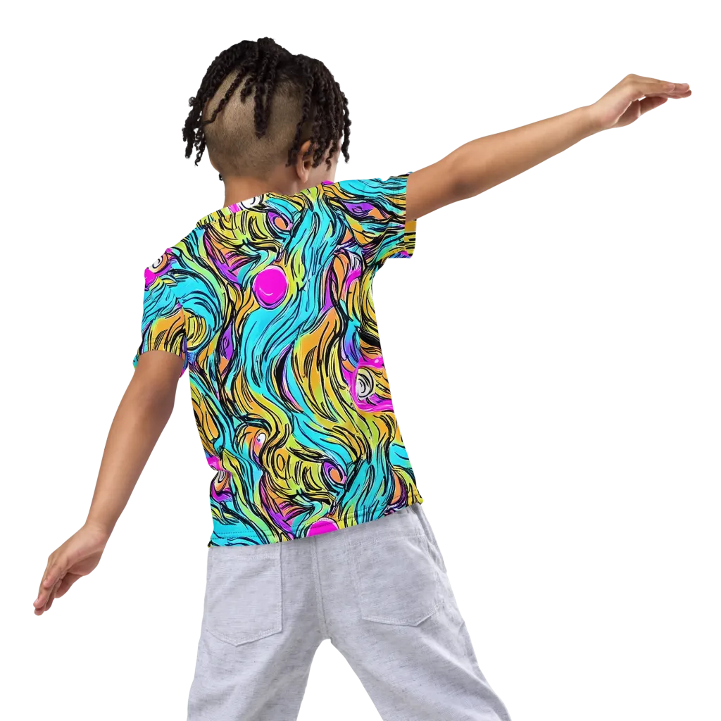 Liquid Neon on Kids Crew Neck T-Shirt — Back