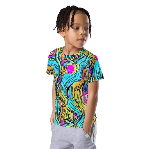 Liquid Neon on a Kids Crew Neck T-Shirt