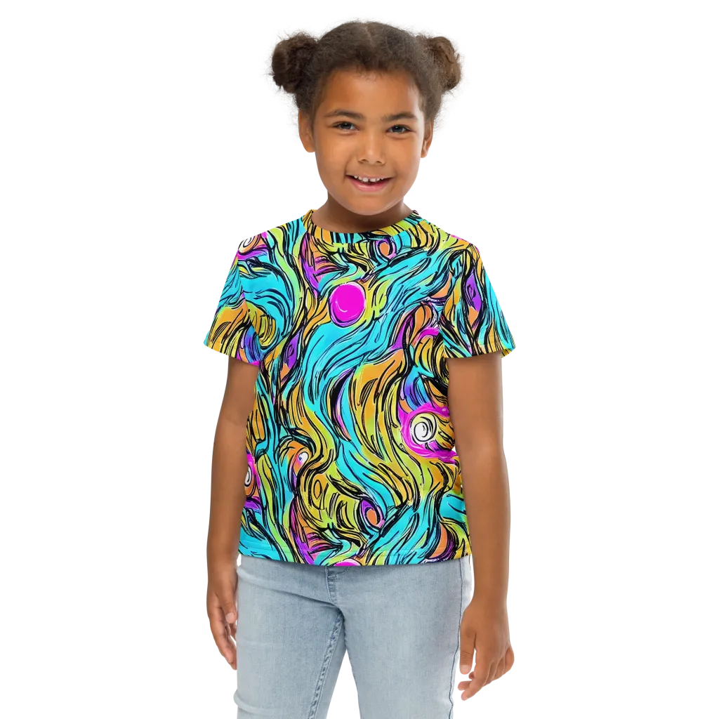 Liquid Neon on Kids Crew Neck T-Shirt — Front