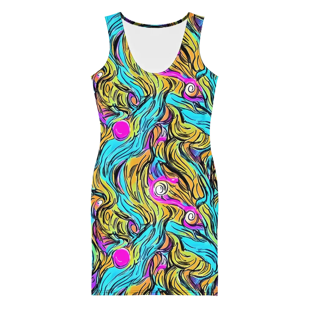Liquid Neon on Bodycon Dress — Front