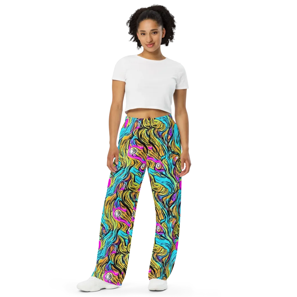 Liquid Neon on Wide-Leg Pants — Front