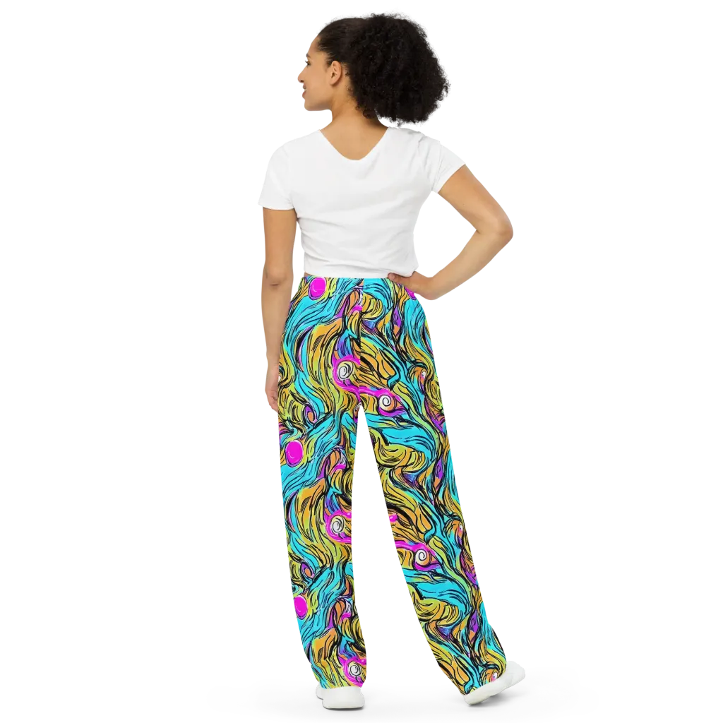 Liquid Neon on Wide-Leg Pants — Back