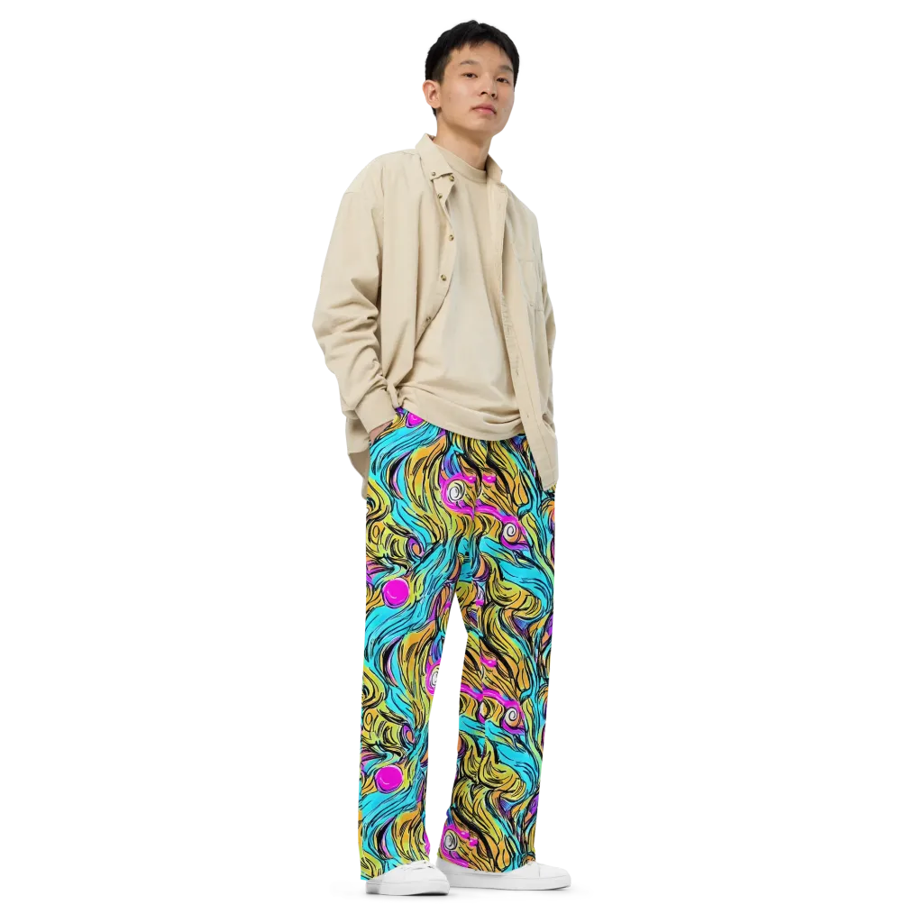 Liquid Neon on Wide-Leg Pants — Right Front