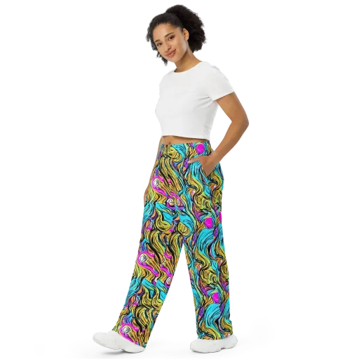 Liquid Neon on a Wide-Leg Pants