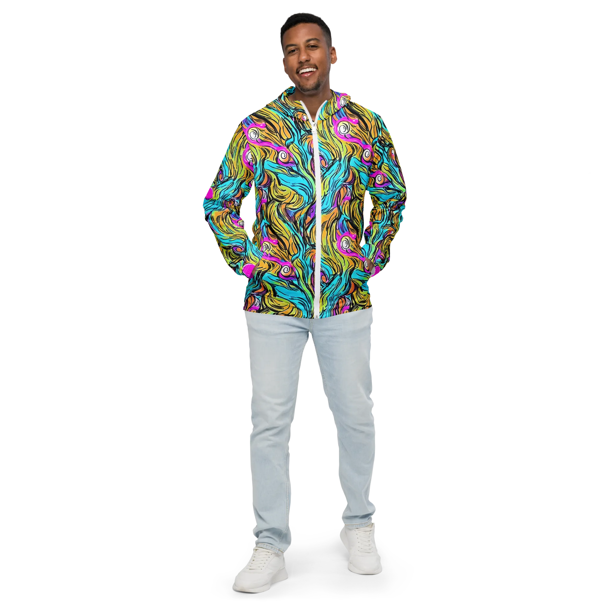 Liquid Neon on Men's Windbreaker — Front