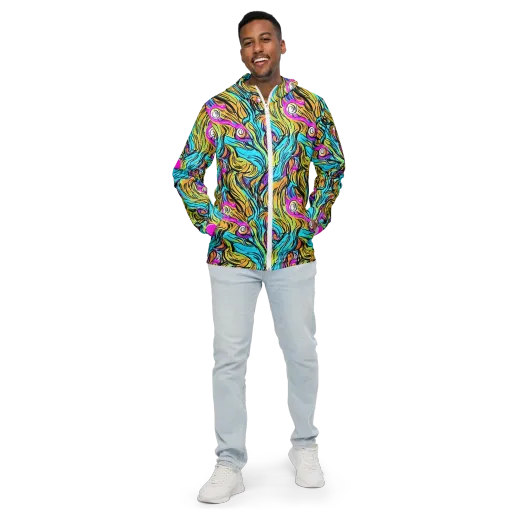 Liquid Neon on a Men's Windbreaker