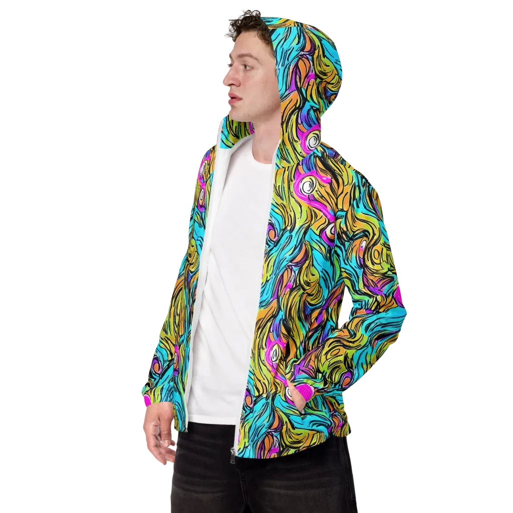 Liquid Neon on Men's Windbreaker — Left Front