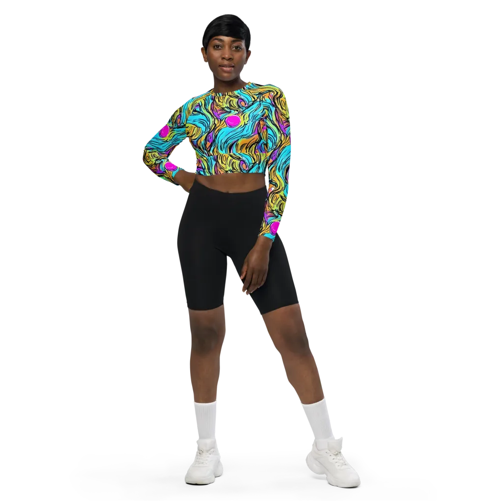 Liquid Neon on Long Sleeve Crop Top — Front